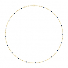 Collier maille forçat Or 750/1000 avec perles résine bleues