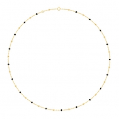 Collier maille forçat Or 750/1000 avec perles résine noires