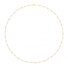 Collier maille forçat Or 750/1000 avec perles résine rose pâle