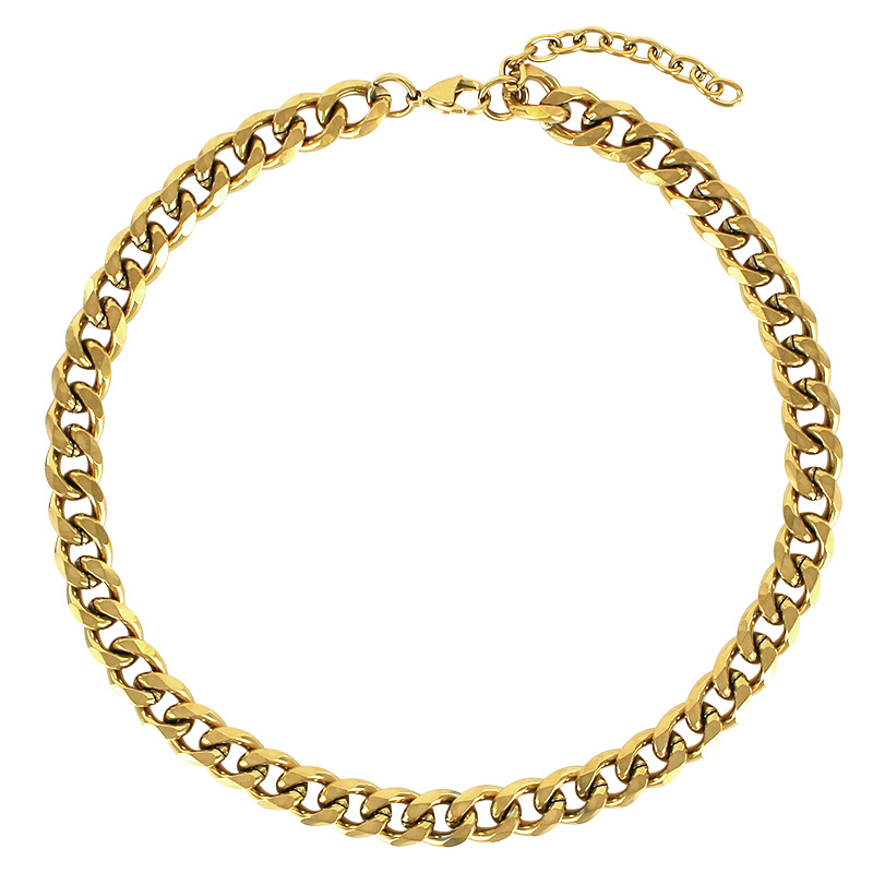 Collier maille gourmette épaisse en acier doré