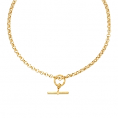Collier maille jaseron avec barre et cercle en pampille, argent 925/1000