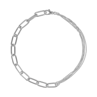 Collier maille jaseron ronde et chaîne 4 rangs en argent 925/1000