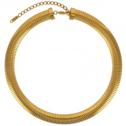 Collier maille oméga l 10mm fermoir menotte, en acier doré