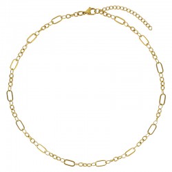 Collier maille ovale alternée ornée de maille ovales en acier doré