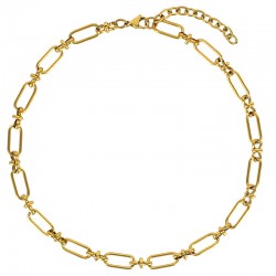 Collier maille ovale et motif infini en acier doré