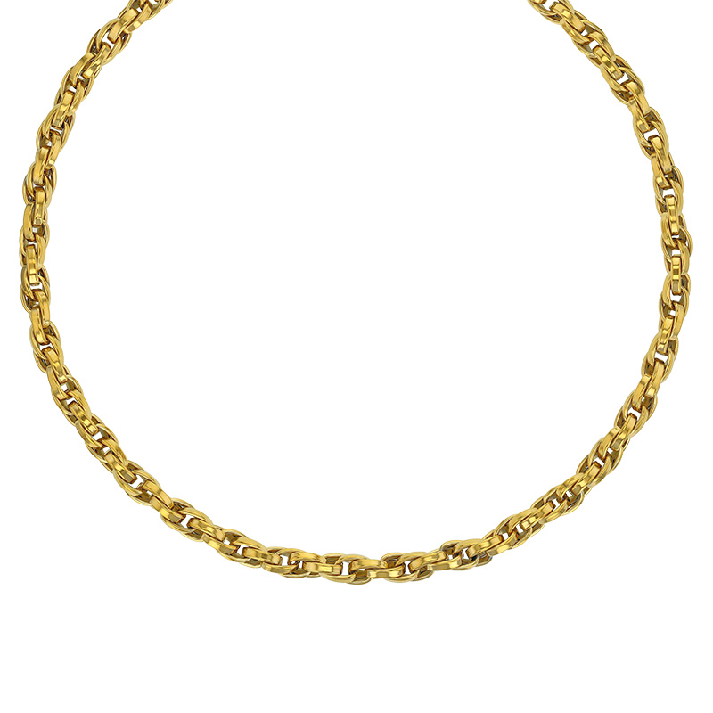 Collier maille ovales entralacées en acier doré