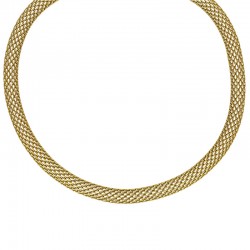 Collier maille plate tissé en acier doré