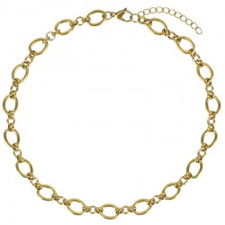 Collier maille ronde alternée en acier doré