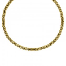 Collier maille ronde entrelacée en acier doré