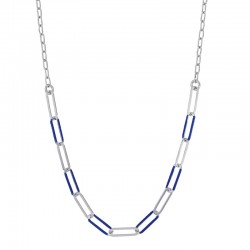 Collier mailles allongées, émail rouge, argent 925/1000 doré
