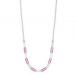 Collier mailles allongées, émail rouge, argent 925/1000 doré