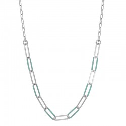 Collier mailles allongées, émail rouge, argent 925/1000 doré