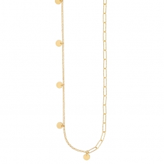 Collier mailles argent 925/1000 doré diamantées et pampilles rondes