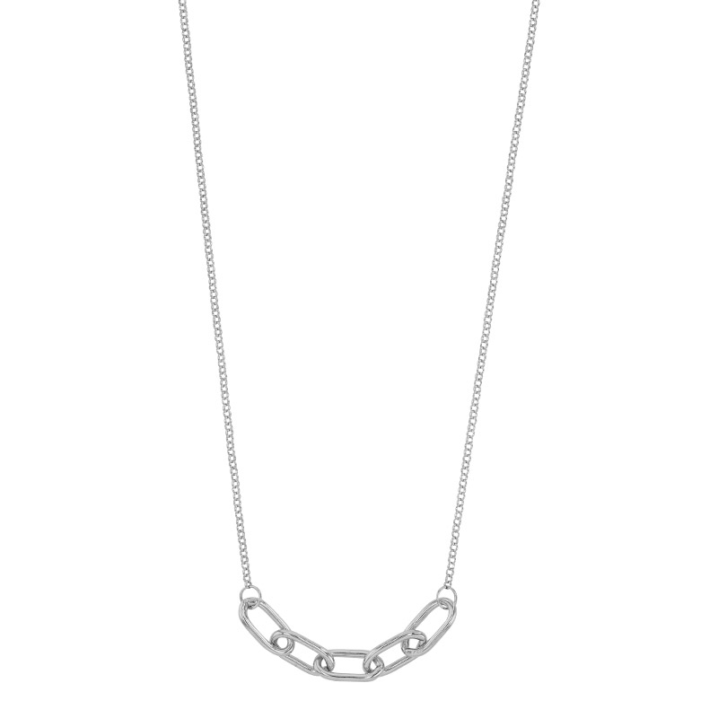 Collier 5 mailles ovales, argent 925/1000 rhodié