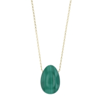 Collier Malachite, chaîne argent 925/1000 doré