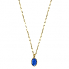 Collier médaille Vierge Marie en émail bleu, argent 925/1000 doré
