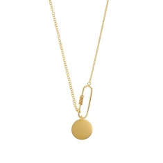 Collier mode à maille avec médaille ronde en argent 925/1000 doré