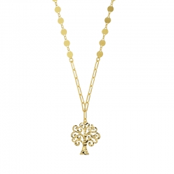 Collier motif arbre de vie martelé en argent 925/1000 rhodié