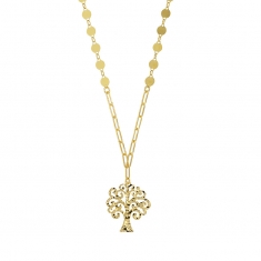 Collier motif arbre de vie martelé en argent doré 925/1000