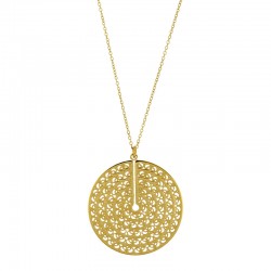 Collier motif disque ajouré en acier doré