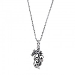 Collier motif dragon maille pop-corn en acier doré