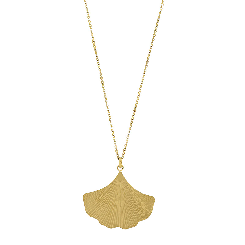 Collier motif feuille de gingko en acier doré