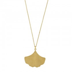 Collier motif feuille de gingko en acier doré