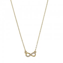 Collier motif infini orné de cristaux, acier doré