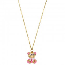 Collier motif ourson en émail blanc, argent 925/1000 doré