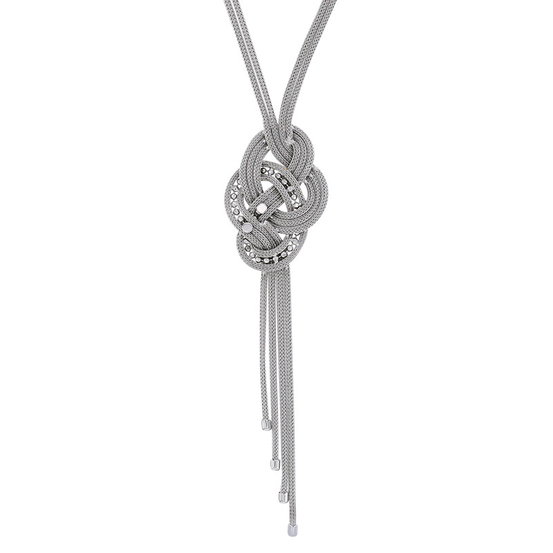 Collier motif tressé argent 925/1000 rhodié