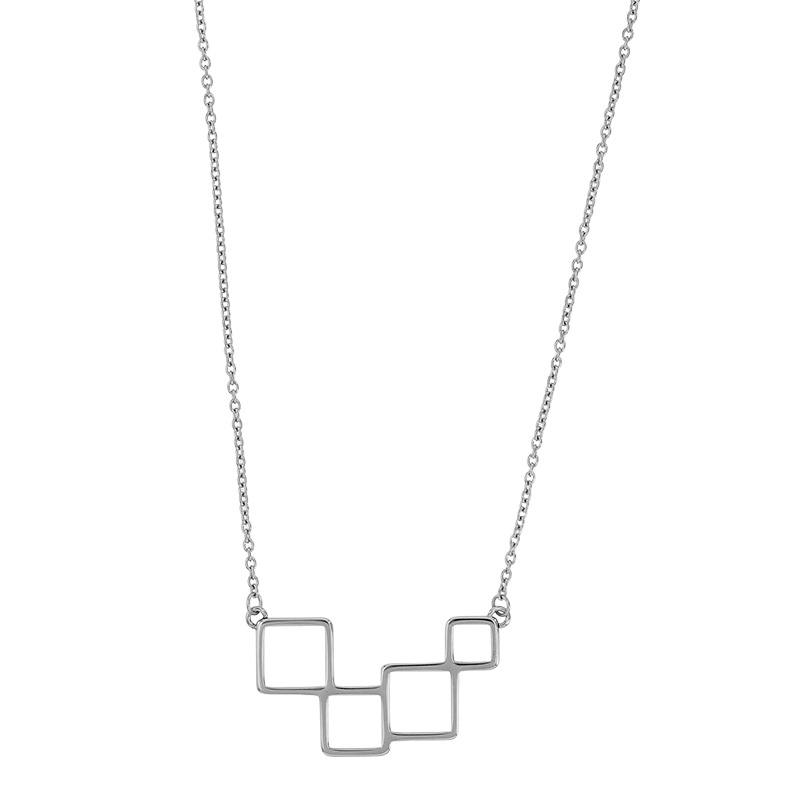 Collier motifs carrés et rectangles en acier