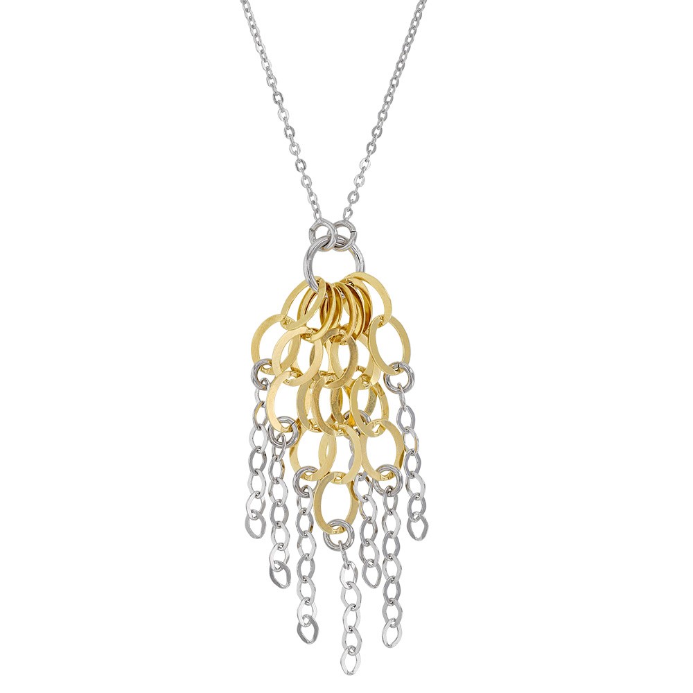 Collier multi ronds et ovales en argent et argent doré rhodié 925/1000
