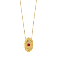 Collier NEO-BAROQUE en Argent 925/1000 doré orné d'un verre couleur rubis