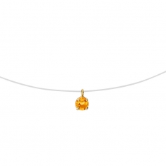Collier nylon Or 750/1000 et Citrine serti griffes 4mm