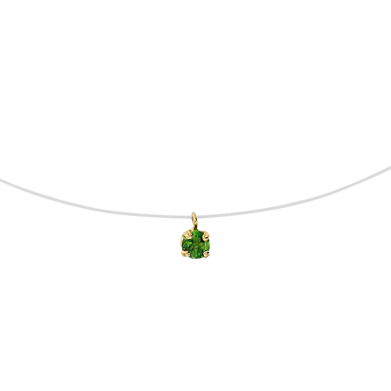 Collier nylon Or 750/1000 et Diopside serti griffes 4mm