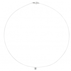 Collier nylon sert 4 griffes, oxyde de zirconium Or blanc 750/1000 diam. 5mm