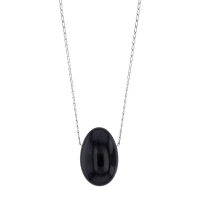 Collier Obsidienne, chaîne argent 925/1000 platiné