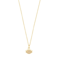 Collier oeil orné d'oxydes de zirconium, argent 925/1000 doré