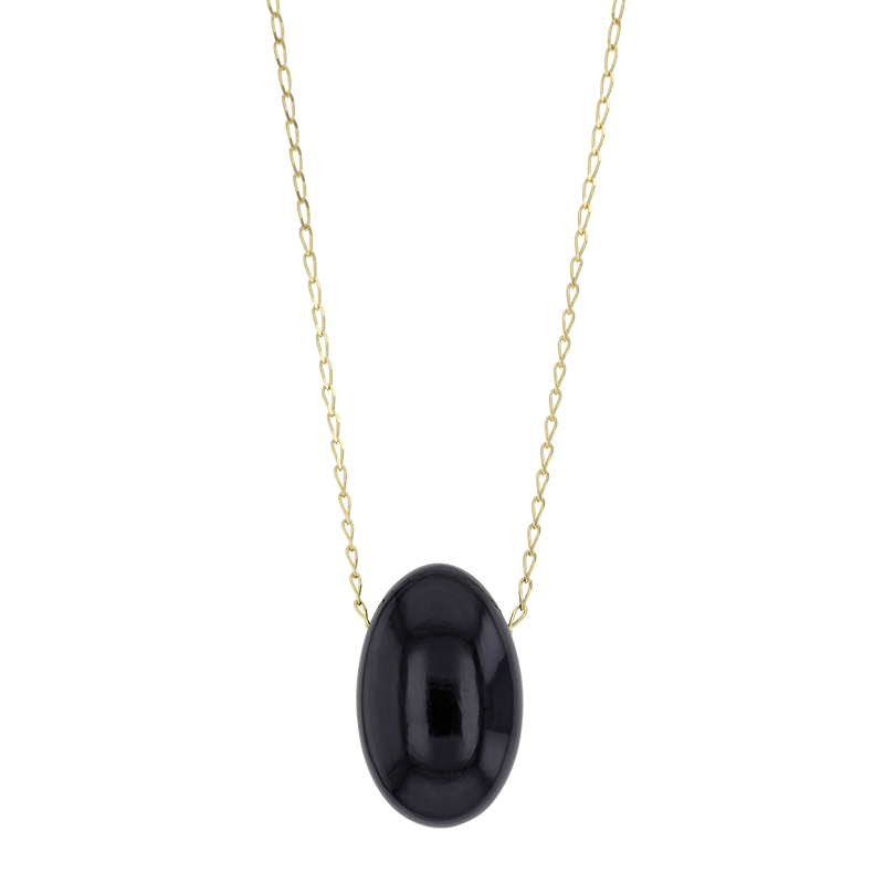 Collier Onyx noir, chaîne argent 925/1000 doré