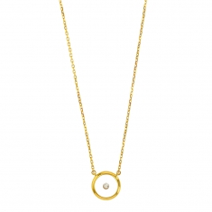 Collier Or 375/1000 avec diamant 0,05ct encerclé