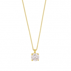 Collier Or 375/1000 avec oxyde de zirconium ø3.75mm (serti griffes)