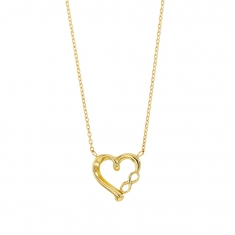 Collier Or 375/1000 coeur avec symbole infini