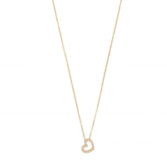 Collier Or 375/1000 orné d'un coeur ajouré en oxyde de zirconium