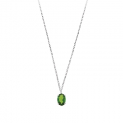 Collier Or 750/1000 orné d'une Aigue-marine ovale 6x4mm