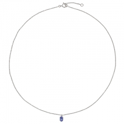 Collier Or 750/1000 orné d'une Aigue-marine ovale 6x4mm