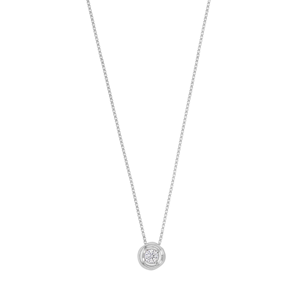 Collier Or 375/1000 avec oxyde de zirconium rond ø2.25mm (serti clos)