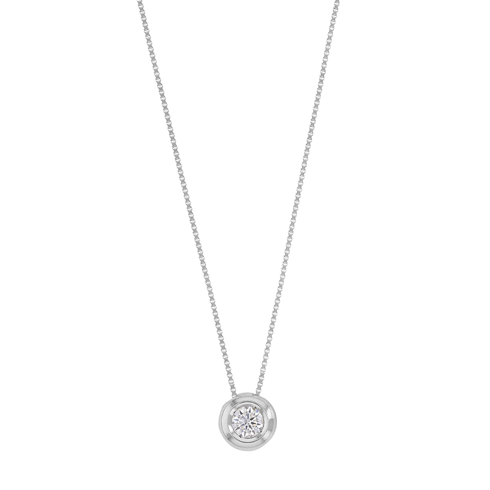 Collier Or 375/1000 avec oxyde de zirconium rond ø2.25mm (serti clos)