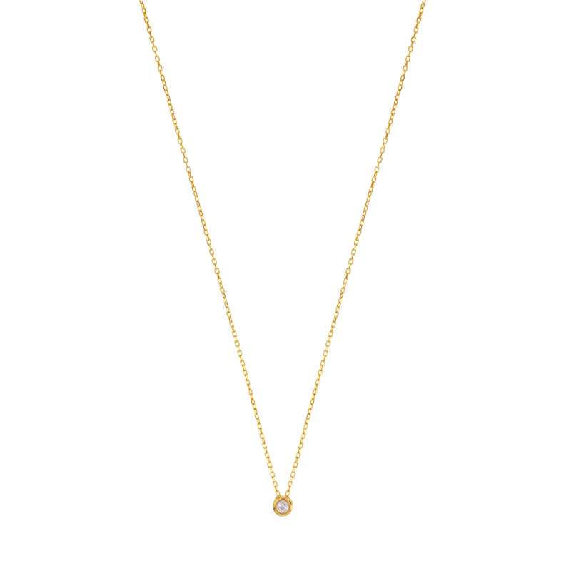 Collier Or 375/1000 avec oxyde de zirconium rond ø2.25mm (serti clos)