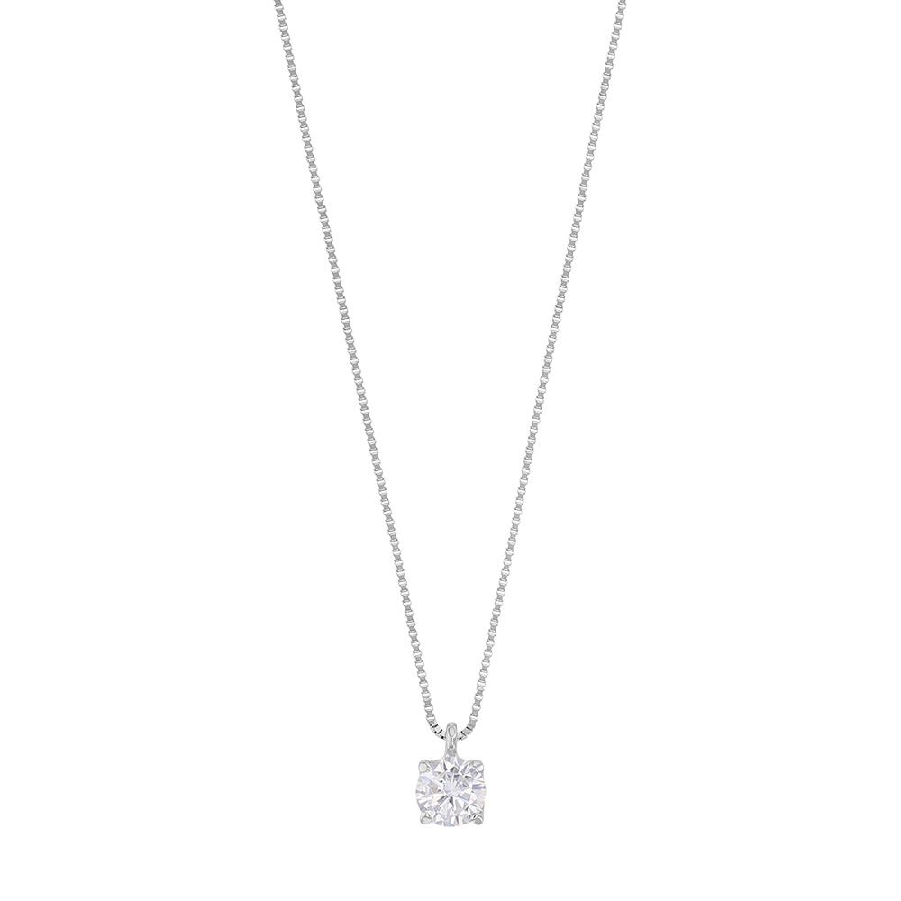 Collier Or blanc 750/1000 maille vénitienne avec oxyde de zirconium (serti griffes)