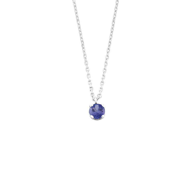 Collier Or blanc 750/1000 Tanzanite serti grffes 4mm